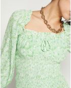 Robe mini Cosima imprimée fleurs vert clair