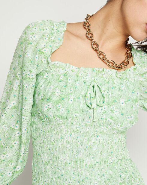 Robe mini Cosima imprimée fleurs vert clair
