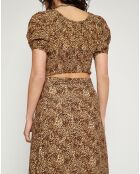 Top Anne Laure imprimé animal marron