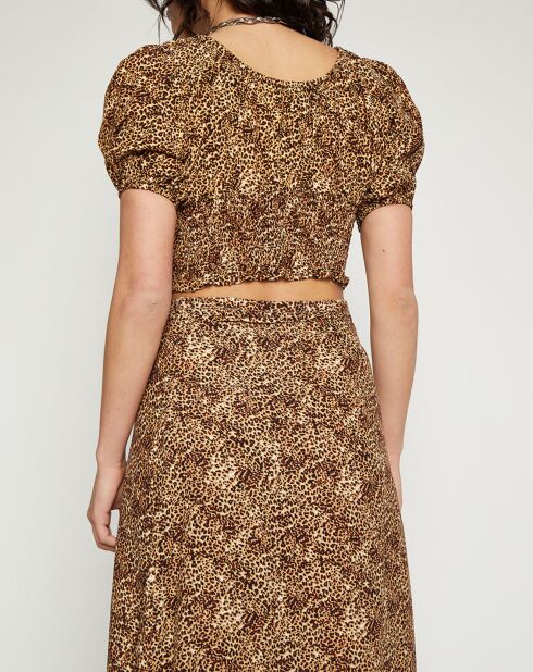 Top Anne Laure imprimé animal marron