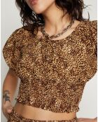 Top Anne Laure imprimé animal marron