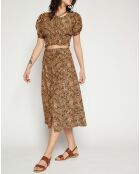 Top Anne Laure imprimé animal marron