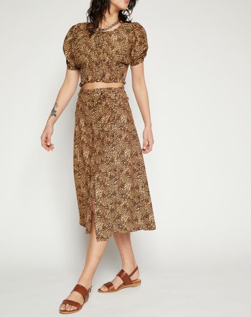 Top Anne Laure imprimé animal marron