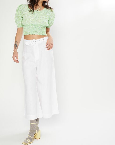 Top Anne Laure imprimé fleu vert clair