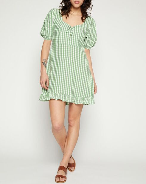Robe mini Agathe à carreaux verte