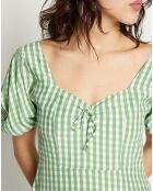 Robe mini Agathe à carreaux verte