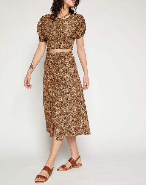Jupe Milana Wrap imprimée animal marron