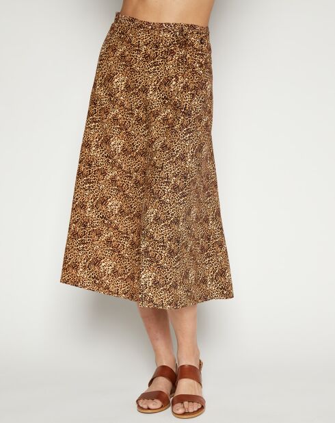 Jupe Milana Wrap imprimée animal marron