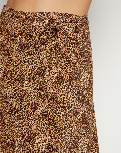 Jupe Milana Wrap imprimée animal marron