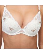 Soutien-gorge Coque Plongeant Fleurs ivoire/doré