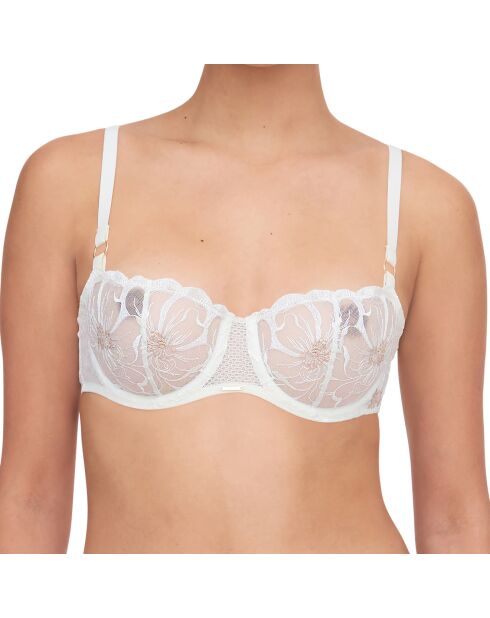 Soutien-gorge Corbeille Balconnet avec armatures Fleurs ivoire/doré