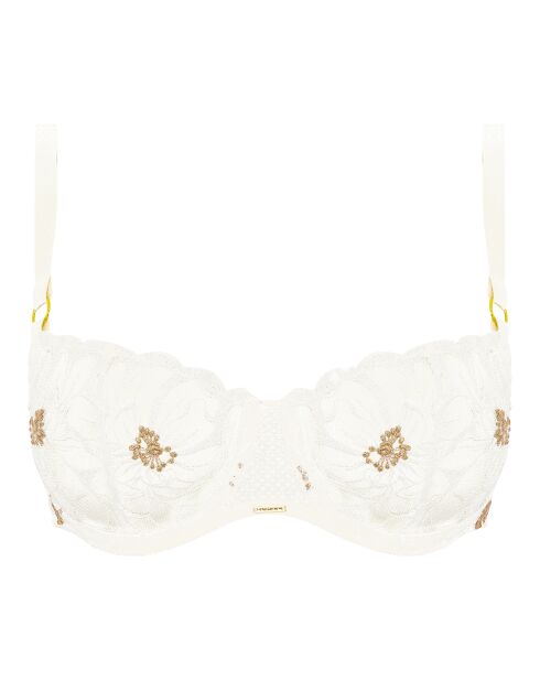 Soutien-gorge Corbeille Balconnet avec armatures Fleurs ivoire/doré