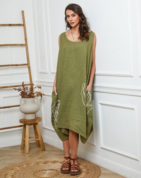 Robe 100% Lin Adina verte