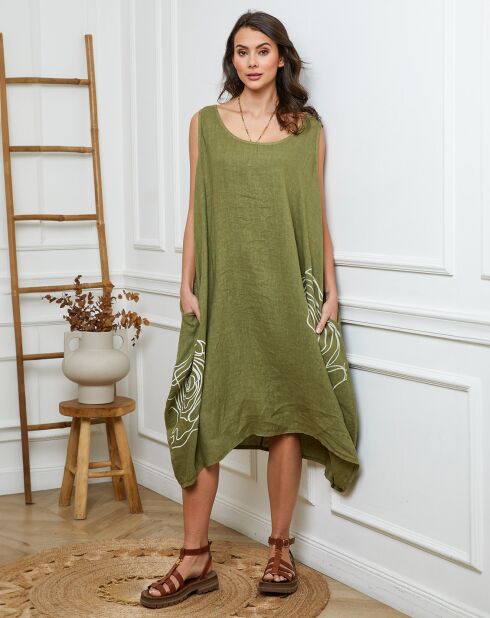 Robe 100% Lin Adina verte