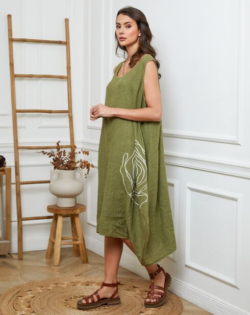 Robe 100% Lin Adina verte