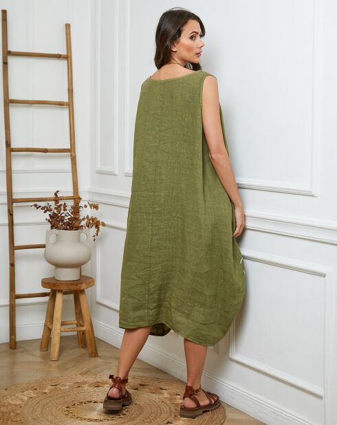 Robe 100% Lin Adina verte