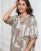 Robe en Lin & Coton Adouma imprimé beige