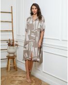 Robe en Lin & Coton Adouma imprimé beige