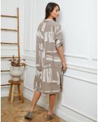 Robe en Lin & Coton Adouma imprimé beige