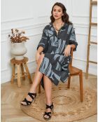 Robe en Lin & Coton Adouma imprimé carbone