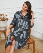 Robe en Lin & Coton Adouma imprimé carbone