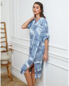 Robe en Lin & Coton Adouma imprimé indigo
