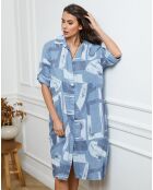 Robe en Lin & Coton Adouma imprimé indigo
