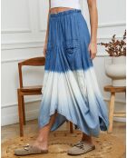 Jupe 100% Lin Alinda bleu indigo