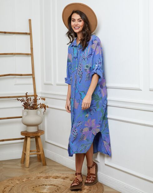 Robe 100% Lin Batifola bleu jeans