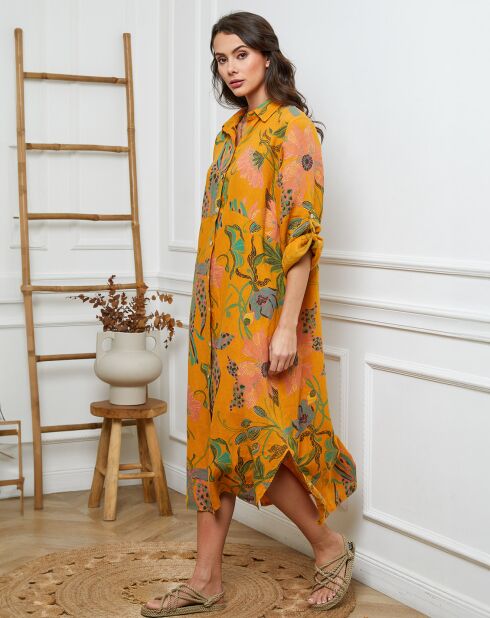 Robe 100% Lin Batifola moutarde