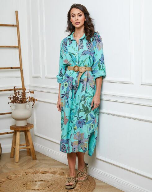 Batifola groene jurk van 100% linnen