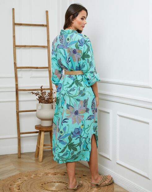 Batifola groene jurk van 100% linnen