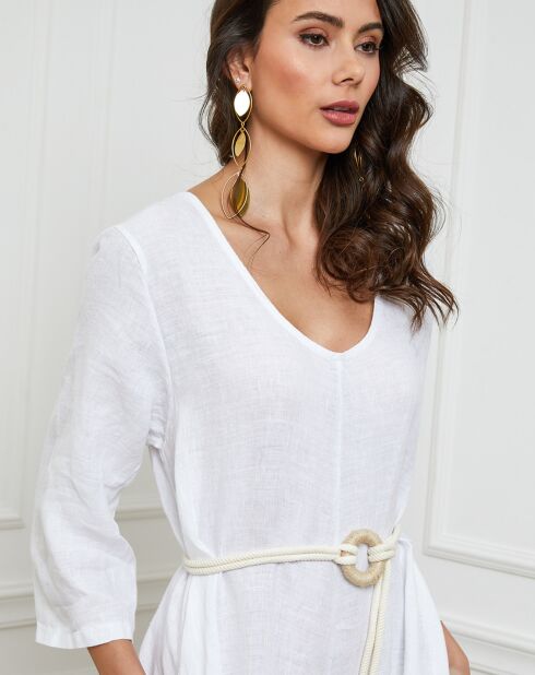 Witte jumpsuit van 100% linnen Besorla