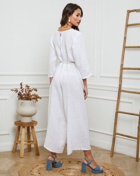 Witte jumpsuit van 100% linnen Besorla