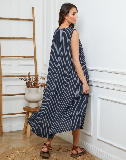 Robe 100% Lin Dacia marine