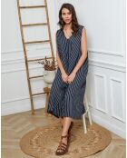 Robe 100% Lin Dacia marine