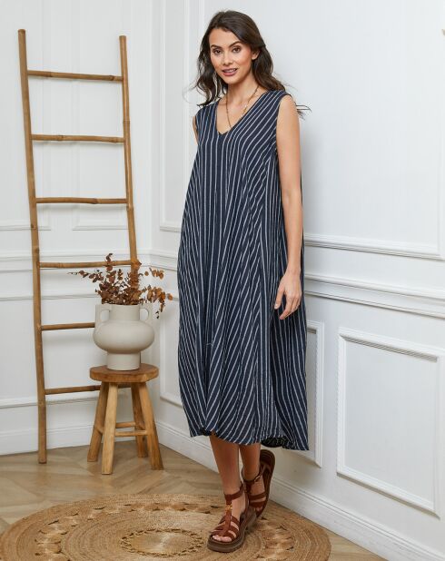 Robe 100% Lin Dacia marine