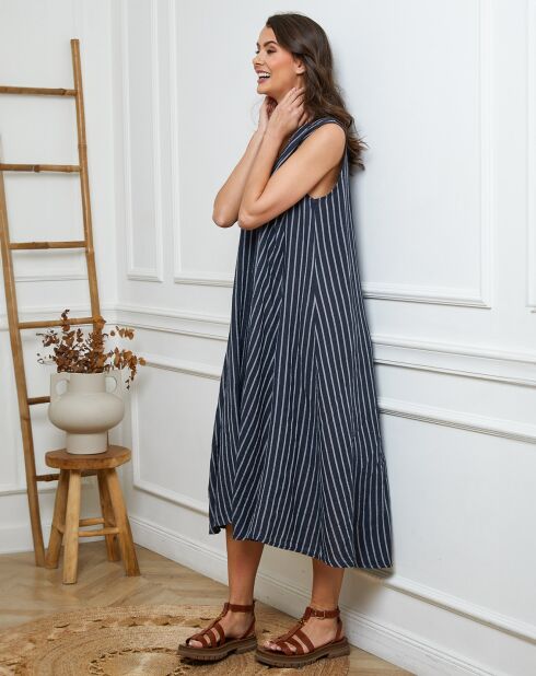 Robe 100% Lin Dacia marine