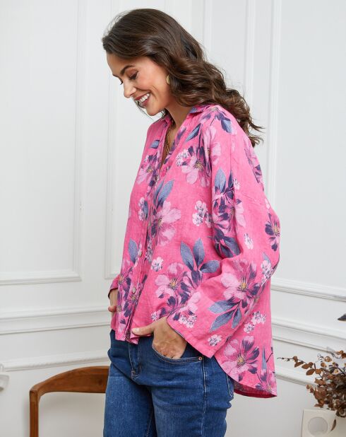 Chemise 100% Lin Fetucina fushia