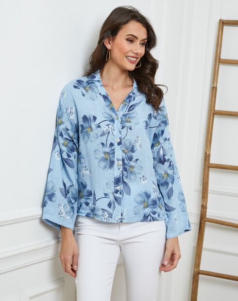 Chemise 100% Lin Fetucina indigo