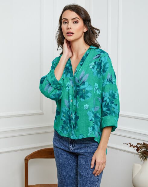 Chemise 100% Lin Fetucina verte