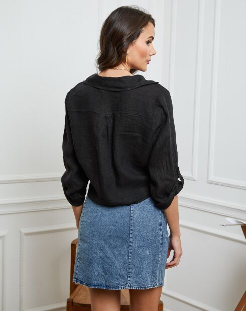 100% linnen Josue zwart overhemd