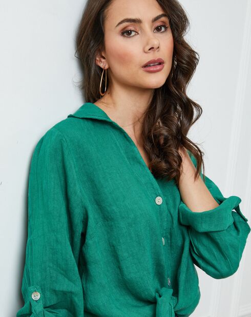 Chemise 100% Lin Josue verte