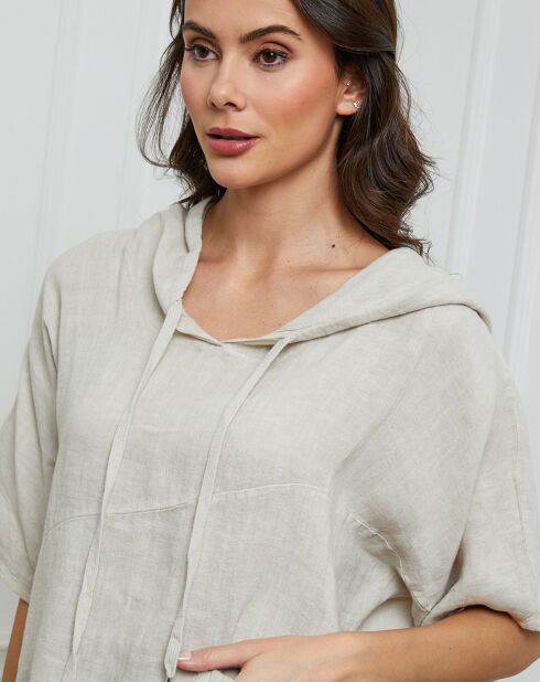 Livna beige top van 100% linnen