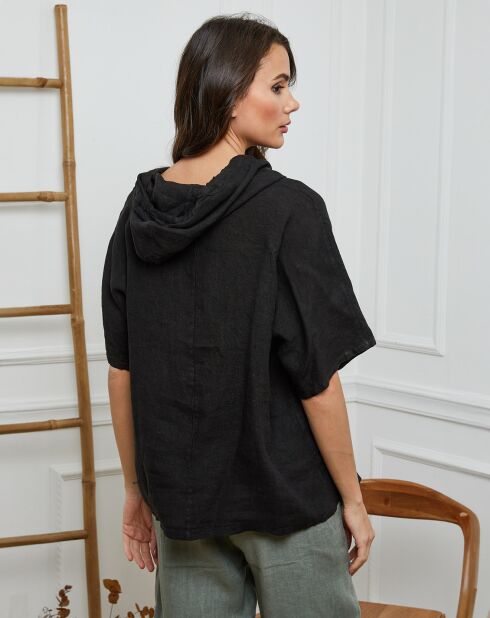 Livna zwarte top van 100% linnen