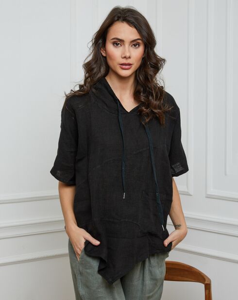 Livna zwarte top van 100% linnen