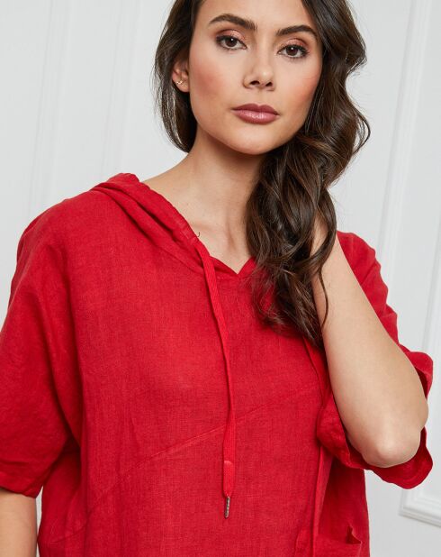 Rotes Top Livna aus 100% Leinen