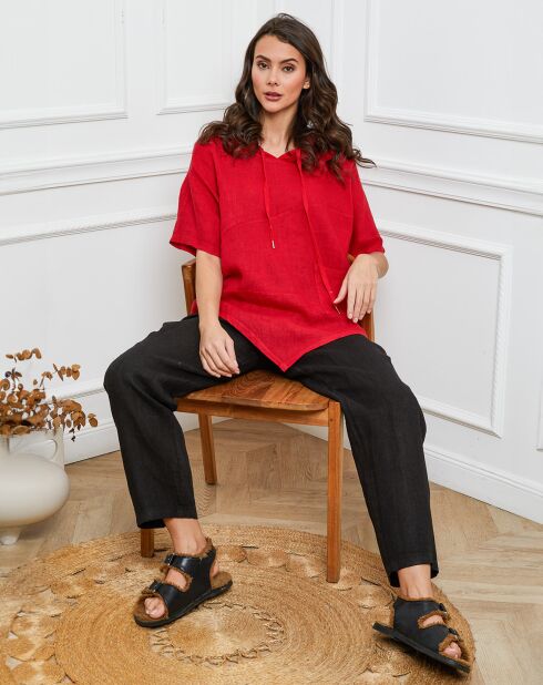 Rotes Top Livna aus 100% Leinen