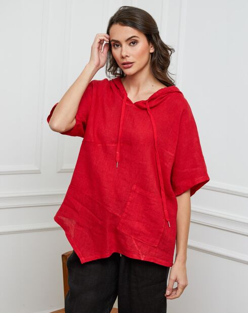 Rotes Top Livna aus 100% Leinen