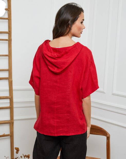 Rotes Top Livna aus 100% Leinen